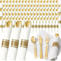 200 Pack Disposable Gold Silverware Set - Heavy Duty Cutlery for Weddings & Events - Variation: Gold