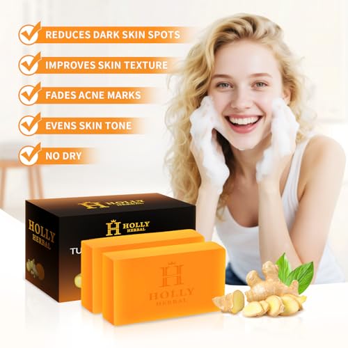 XXL 2.84oz Turmeric Soap Bar - Kojic Acid Soap Dark Spot Remover & Scars - Original Japanese Complex Vitamin C Collagen Shea Butter Retinol Acid Dark Spot Remover for Face Body Skin