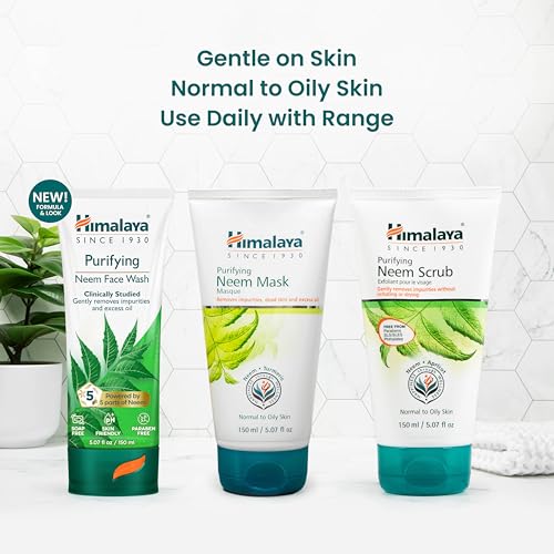 Himalaya Purifying Neem Face Wash, Normal to Oily Skin, Turmeric, Vegan, Cruelty Free, Soap and Paraben Free, Dermatologically Tested, SLS/SLES Free, 5.07 Fl Oz, 150 mL, 1 Pack