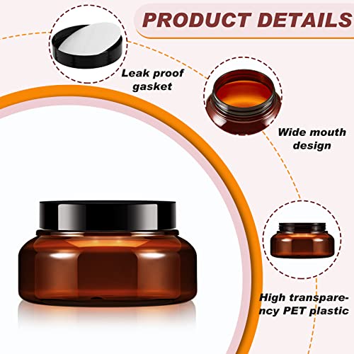 Amber 36 Pack 5 oz Refillable Plastic Lotion Containers with Lids - Leakproof Cosmetic Jars