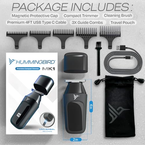 Portable Electric Beard & Body Trimmer for Men - USB-C Rechargeable, Travel Groomer