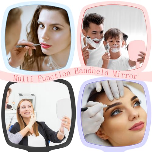 50 Pcs Small Handheld Mirrors with Handle - Multicolor Travel Makeup & Vanity Glass