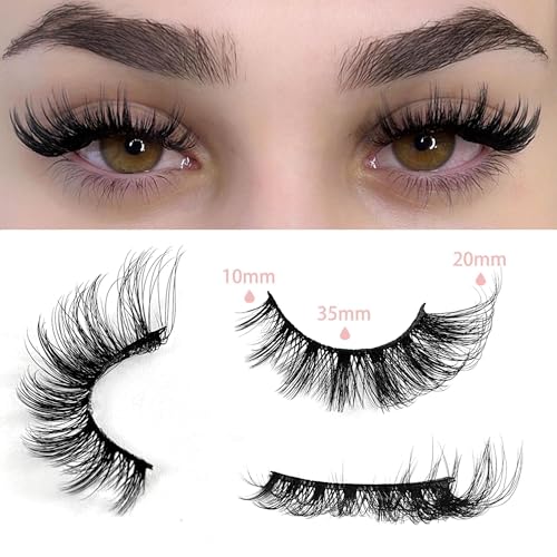 Natural Short Lash Clusters 9-12MM for Clean Eye Makeup Cluster Eyelash Extensions C-curly Wispy Eyelash Clusters Individual Lashes DIY Lash Extension at Home for Beginners by Newcally