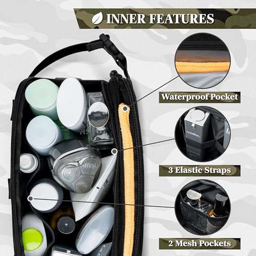 PAVILIA Tactical Toiletry Bag XL Water-Resistant Military Organizer Black