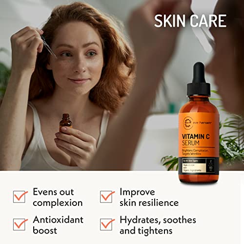 Vitamin C Facial Serum with Hyaluronic Acid & Aloe Vera - Organic Skin Hydration & Rejuvenation 2Oz