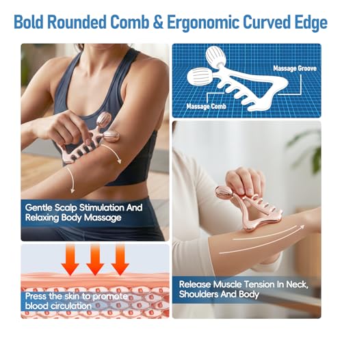 Gua Sha Facial Tools & Face Roller Set - Rose Gold Stainless Steel for Lymphatic Drainage & Face Sculpting