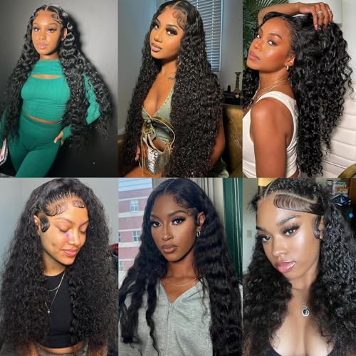 Deep Wave Lace Front Wig 20 Inch Human Hair Pre Plucked 13x6 Style