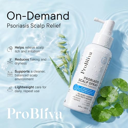 ProBliva 2-Pack Anti Dandruff Shampoo & Scalp Spray Set for Psoriasis & Flaking