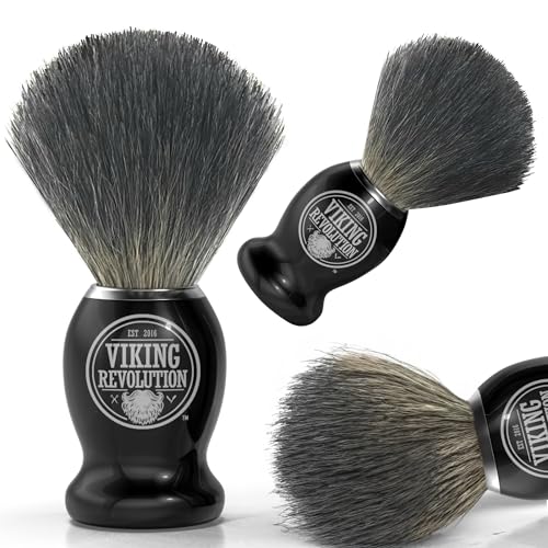 Viking Revolution Badger Hair Shaving Brush- Shave Brush for Wet Shave Using Shaving Cream & Soap- Best Shave of Your Life for Safety Razor, Double Edge Razor, Straight Razor or Shaving Razor
