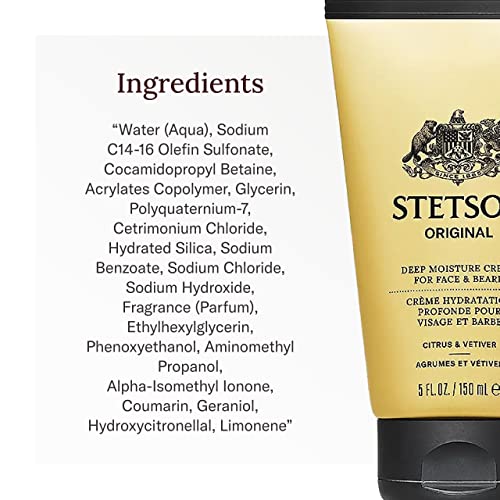 SCENT BEAUTY STETSON Personal Care Deep Clean Face & Beard Wash Men's Face Wash & Clarifying Soap - 5 oz - 3 Pack - Original