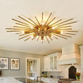Semi Flush Mount Ceiling Light 8-Light Modern Metal Fixture Gold Finish for Kitchen Dining Bedroom