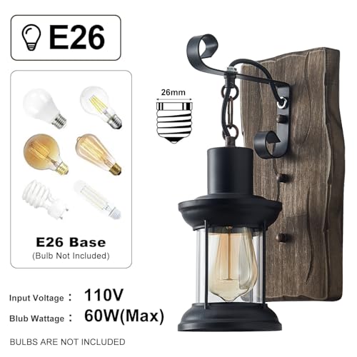 Farmhouse Wall Sconces 2 Pack Rustic Indoor Wall Lights with Clear Glass - NDDSWM