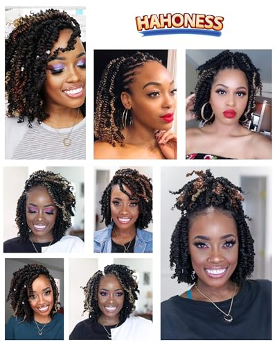 8 Inch Passion Twist Crochet Hair Pack of 9 - Mixed Color, Pre-Twisted, Soft & Bouncy for Black Women & Kids Variation of THIS listing