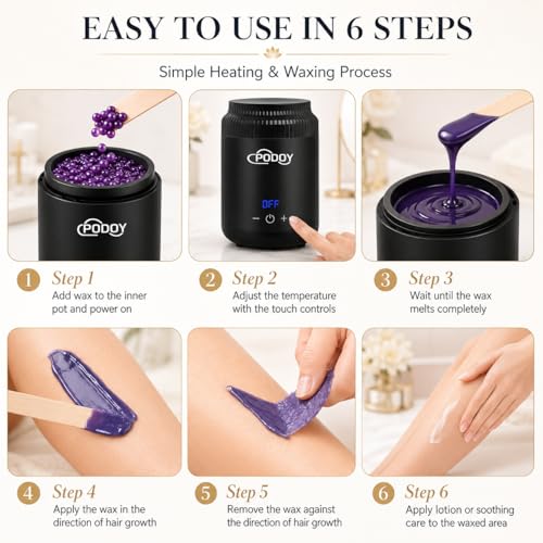 Podoy Black Mini Wax Pot Warmer for Facial & Body Hair Removal Travel Size