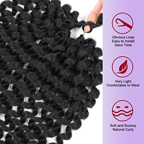 12 Inch Jamaican Bounce Crochet Hair for Black Women - 4 Packs, 72 Roots, Natural Black