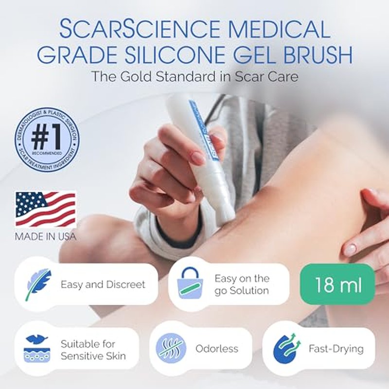 100% Silicone Scar Gel Serum ? Ultra-Soft Brush Applicator for Cosmetic Procedures & Facial Peels, Gentle Scar Care for Surgical, Acne, Burn & Keloid Scars ? Hypoallergenic & Fragrance Free