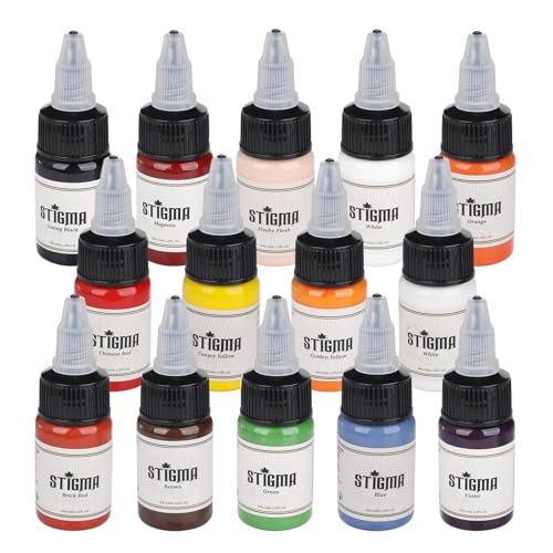 STIGMA Classical 14-Piece Tattoo Ink Color Set 15ml - Hypoallergenic Pigments