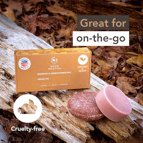 Argan Oil Shampoo & Conditioner Bar Set - Sulfate-Free Vegan Hair Care for All Hair Types