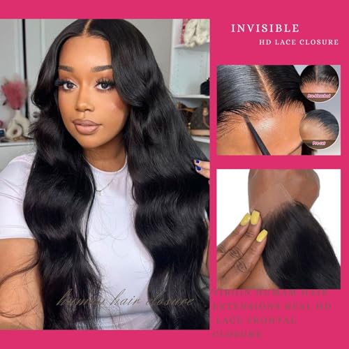 2x6 Body Wave HD Lace Closure – 18in, Skinlike Transparent Virgin Human Hair