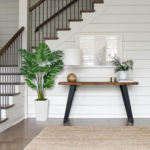 ASTIDY White 5ft Artificial Monstera Deliciosa Plant in Tall White Planter – Real-Look Faux Indoor Tree