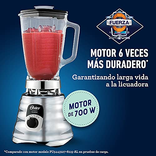 1.25L Chrome Blender with 3 Speed 700W Motor, Durable Glass Jar - Oster