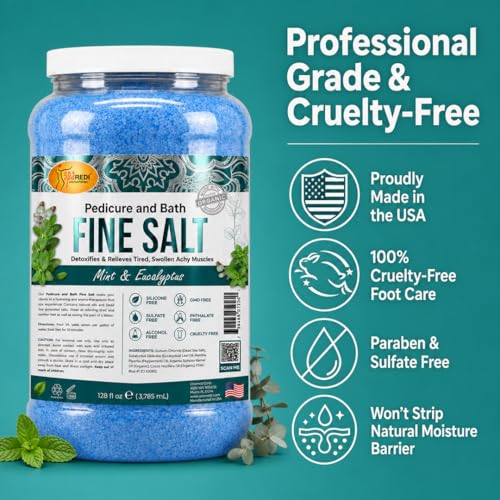 Pedicure Foot Soak Bath Salt with Dead Sea Minerals and Eucalyptus - Mint & Eucalyptus, 128 oz