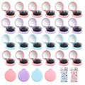 6.5cm/2.56 Inch 20 Pcs Folding Mirror Hairbrush Set with DIY Stickers - Portable 2-in-1 Travel Makeup & Hair Comb for Women & Girls