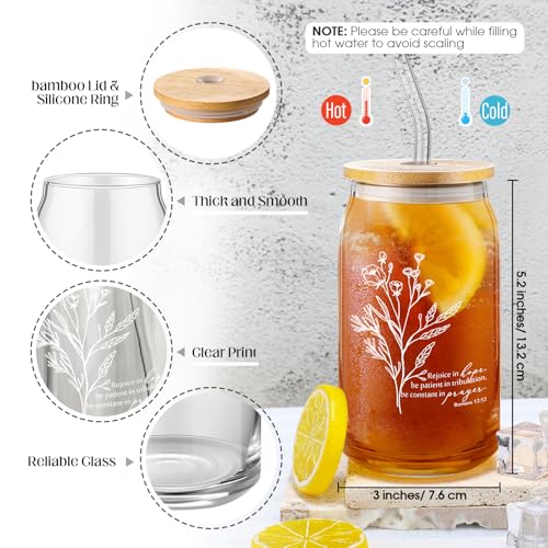 Fumete 4 Sets Christian Gift for Women Sunday School Teacher Valentines Makeup Bag Flower Bible Verse Coffee Cup with Bamboo Lid Straw Pastor Wife Mini Compact Mirror Religious Church Gift (Bible-b)