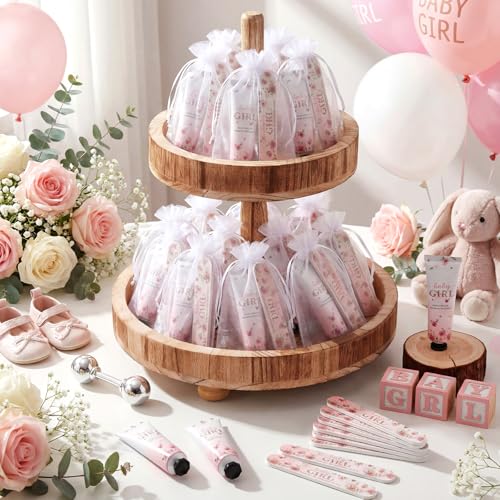 Baby Shower Gift Set 24 Pink Floral Hand Cream & Nail File Party Favors