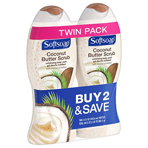 Softsoap Coconut Body Scrub & Body Wash Pack of 2 - 15 Fl Oz Each