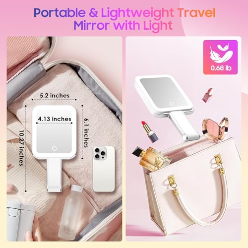 GOMIPURU Silver 30X/1X Double-Sided Travel Makeup Mirror with Lights