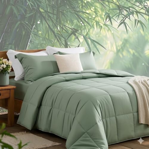 Sage Green Oversized King Bamboo Visco Comforter - Ultra-Soft All-Season Bedding