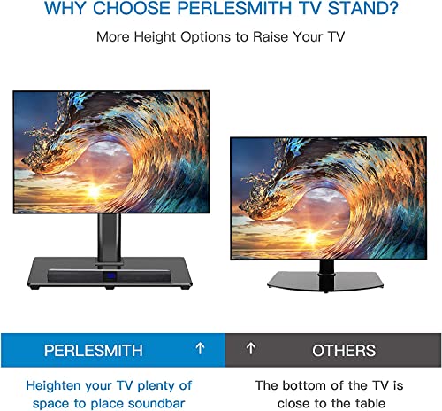 Universal Tabletop TV Stand for 32-82 Inch Screens - Compatible with VESA 100x100mm to 600x400mm with Tempered Glass Base - Adjustable Height