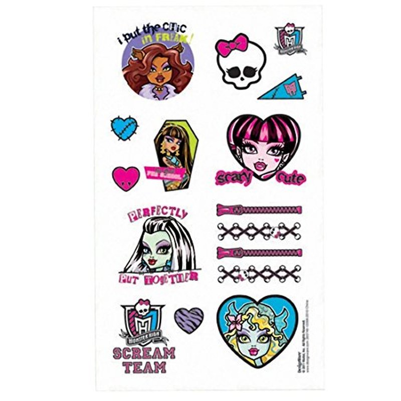 Freaky Fab Monster High Birthday Party Temporary Tattoos Favour (16 Pack), Multi Color, 2" x 1 3/4".