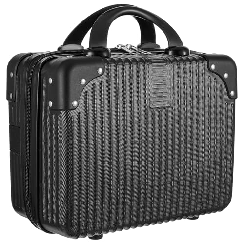 14 Inch Hard Shell Makeup Case Black Portable Travel Cosmetic Suitcase