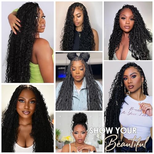 HuxoWax 1B Boho Braiding Hair - Pre-Stretched Natural Black Human Hair 24 Inch