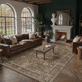 Vintage Brown 6x9 Area Rug - Retro Style Living Room Carpet, Washable & Non-Shedding