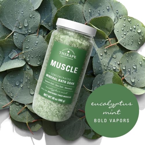 Muscle Bath Soak with Eucalyptus Mint - Mineral Salt Pack of 4 - Therapeutic Relaxation