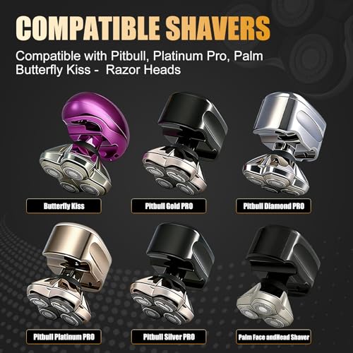 Upgraded Magnetic Replacement Heads for Skull Shaver, 5 Blades Compatible with Pitbull, Platinum Pro, Palm, Butterfly Kiss - Hypoallergenic Razor Heads (2Pack)