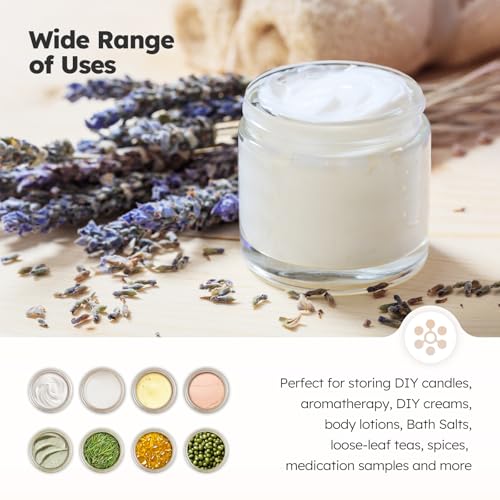 Clear Glass Jars with Woodgrain Lids - 2 oz, 36 Pack, Travel & Storage