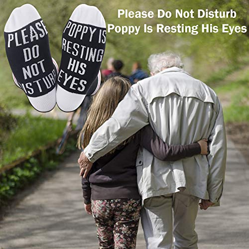 TSOTMO 2 Pairs Gift for Grandpa - Father's Day Novelty - Please Do Not Disturb Poppy Is Resting His Eyes