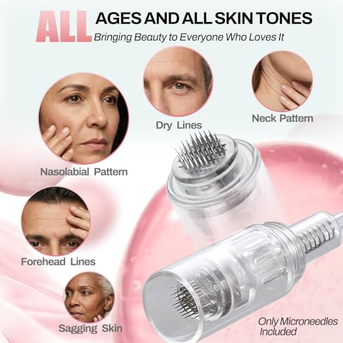 Microneedle Pen Cartridges 0.25mm - 12 Pack for Home Facial & Scalp Treatment