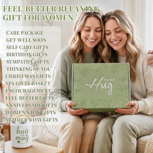 Green Get Well Soon Gift Basket for Women with Flannel Blanket - Self Care Package