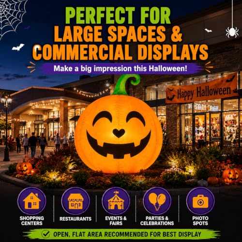 Giant Halloween Inflatable Pumpkin - 10FT Outdoor Yard Decor with LED Lights