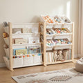Kids Toy Storage Organizer with Bookshelf and Bins - Solid Pine Nursery Shelving