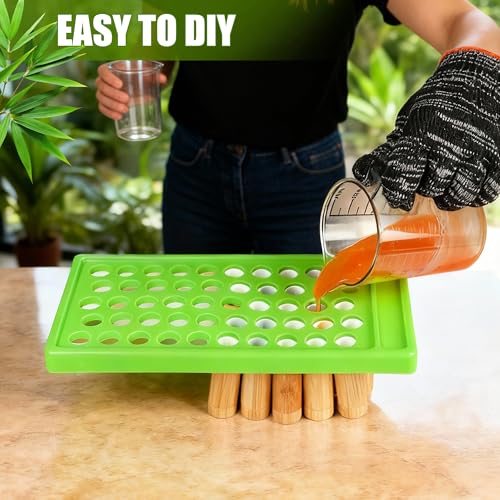 Starry 24 Pcs 5g Bamboo Empty Lip Balm Tubes with Filling Tray & Spatula Leak Free DIY Natural Lip Balm Making Kit