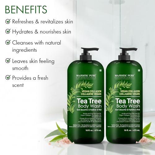 Tea Tree Body Wash - 16 Fl Oz, Pack of 2 - Cruelty-Free, Sulfate & Paraben-Free