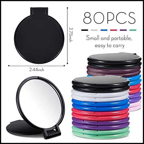 Mini Folding Makeup Mirror Set - 80 Pcs Compact Round Handheld Mirrors
