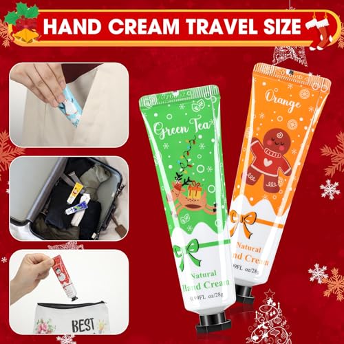 60 Pcs Christmas Gifts Hand Cream Bulk for Women Shea Christmas Hand Lotion for Dry Skin Travel Hand Cream Bulk for Men Women Christmas Gift Stocking Stuffers, 6 Different Fragrances