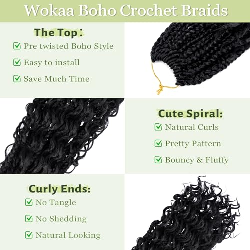 Dorsanee 10 Inch Boho Goddess Box Braids Crochet Hair 7 Packs 1B